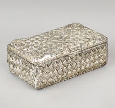 Handcrafted White Metal Jewelry Box Velvet Lined Storage Case